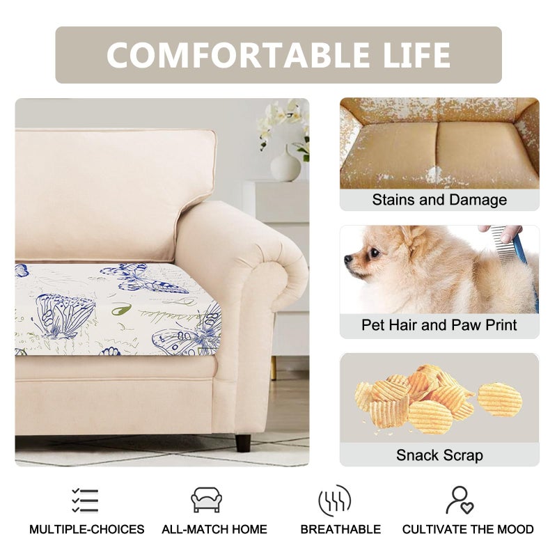SearchI Stretch Printed Sofa Couch Cushion Covers Replacement Chair Cushion Slipcovers Sofa Seat Cover Furniture Protector Sofa Slipcover Soft with Elastic Bottom(Small, Butterfly Pattern) - Image 4